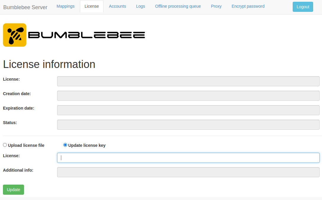 Bumblebee license key activation