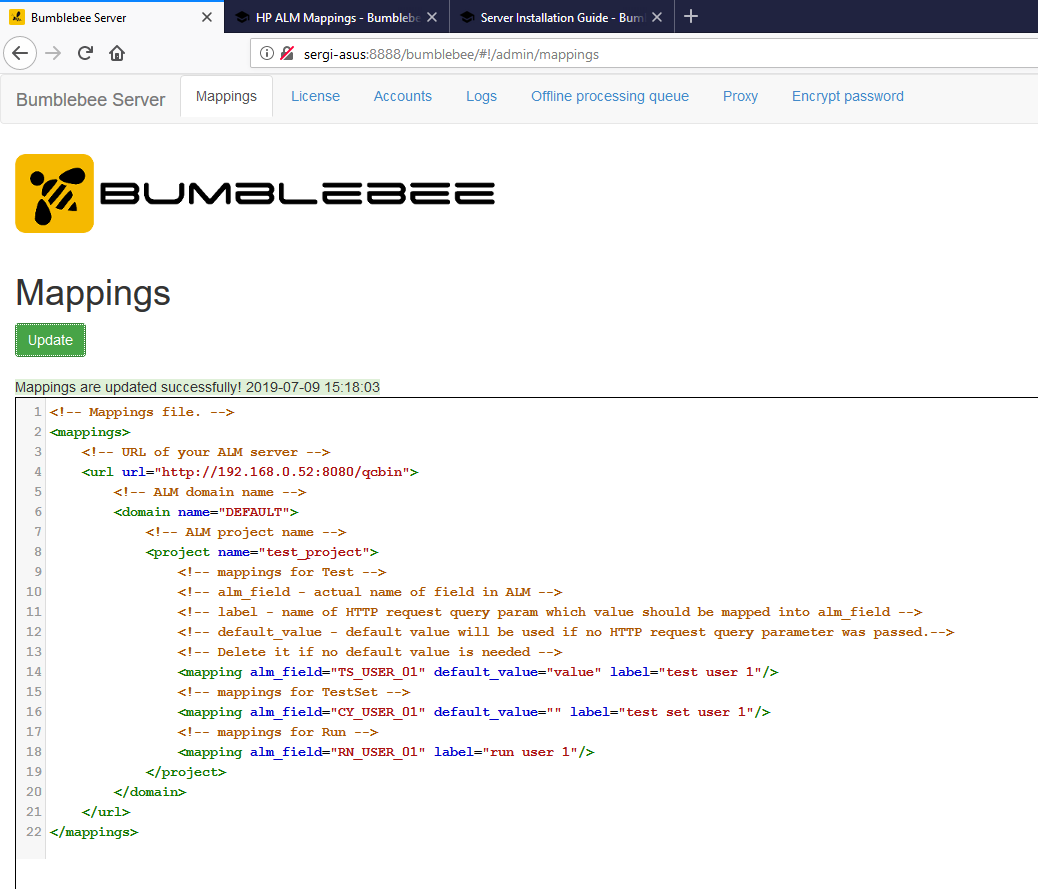 Bumblebee mappings configuration