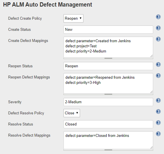 Defect management configuration