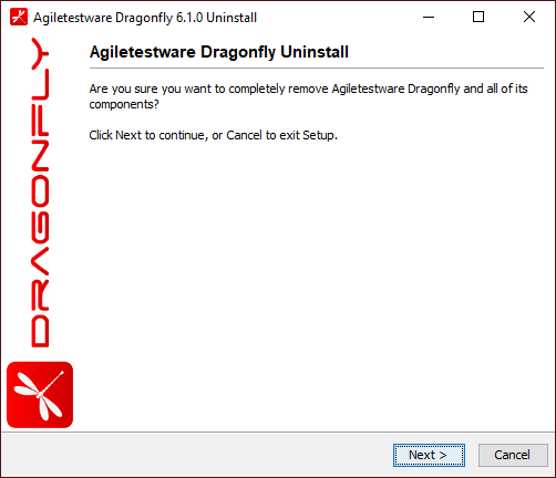 Uninstall Dragonfly step 1
